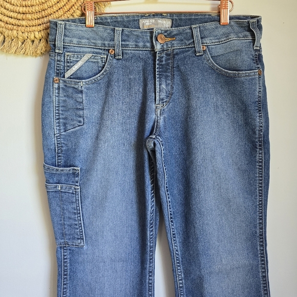 Ariat Rebar Womens Mid Rise Bootcut Cargo Pocket Riveter Jeans, Size 30 Short - Picture 2 of 10